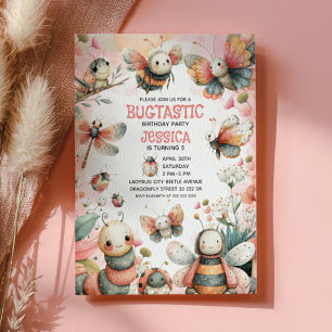 Niedliche Insekten Bugtastic Pink Girl Kindergebur Einladung