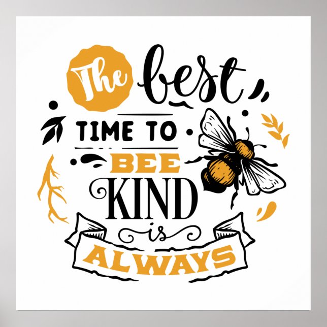 niedliche inspirierende Bienenwortkunst Poster (Vorne)