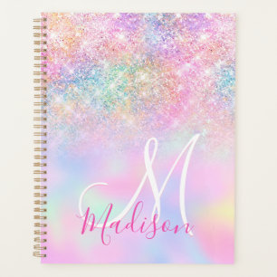 Niedliche Iridescent unicorn ombre Glitzer Monogra Planer