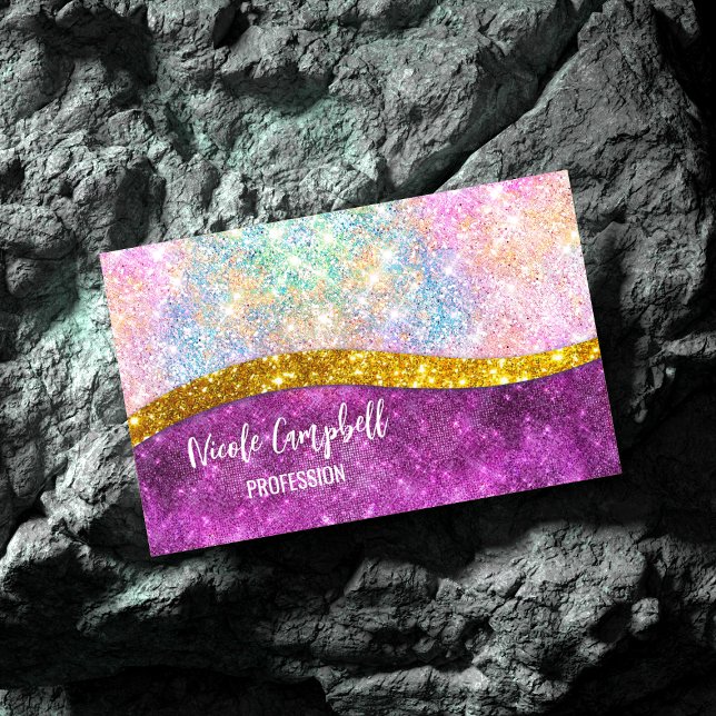Niedliche iridestische Fuchsia-Imitate Glitzer Mon Magnetische Visitenkarte (Von Creator hochgeladen)