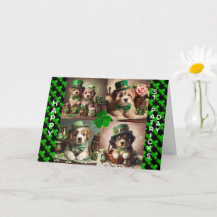 Niedliche irische Welpen Happy St Patrick's Day Karte