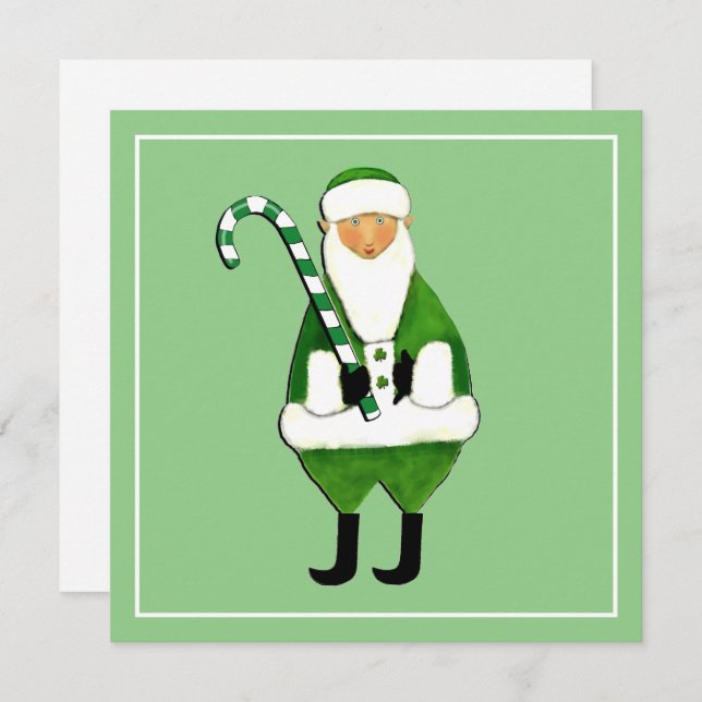 Niedliche Irish Santa Claus Weihnachtskarten Karte (Vorne/Hinten)