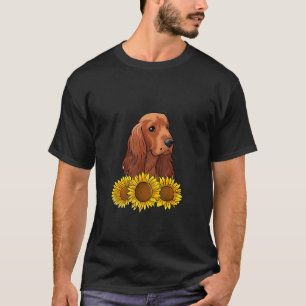 Niedliche Irish Setter Dog Blume Sonnenblume T-Shirt