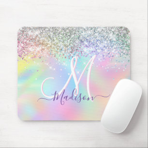 Niedliche irisierende Einhorn-Imitate Glitzer-Mono Mousepad