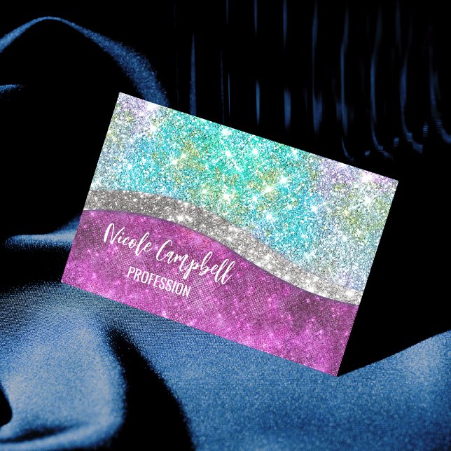 Niedliche irisierende lila aquamarine Imitat Glitz Visitenkarte (Von Creator hochgeladen)