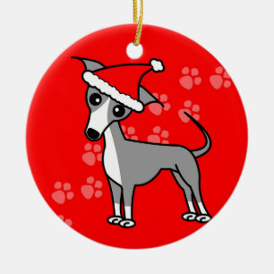 Niedliche Italienische Greyhound Cartoon Weihnacht Keramikornament