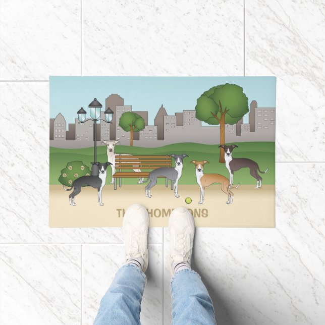 Niedliche italienische Greyhound Hunde im Park Car Fußmatte (Indoor)