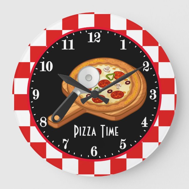 niedliche italienische Pizzeria Große Wanduhr (Vorderseite)