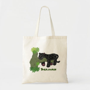 Niedliche Jaguar-Panther-Cartoon-Illustration Tragetasche