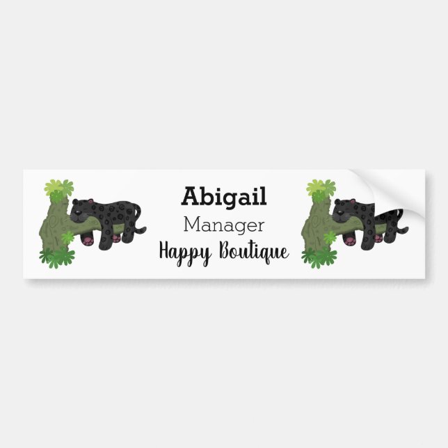 Niedliche Jaguar-Schwarzpanther-Katze-Cartoon-Abbi Autoaufkleber (Vorne)