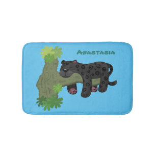 Niedliche Jaguar-Schwarzpanther-Katze-Cartoon-Abbi Badematte