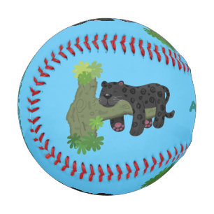 Niedliche Jaguar-Schwarzpanther-Katze-Cartoon-Abbi Baseball
