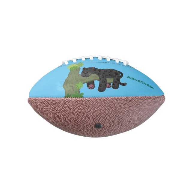 Niedliche Jaguar-Schwarzpanther-Katze-Cartoon-Abbi Football (Gedreht 270)