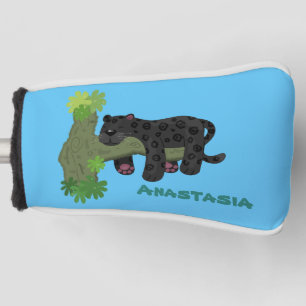 Niedliche Jaguar-Schwarzpanther-Katze-Cartoon-Abbi Golf Headcover