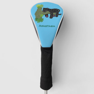 Niedliche Jaguar-Schwarzpanther-Katze-Cartoon-Abbi Golf Headcover