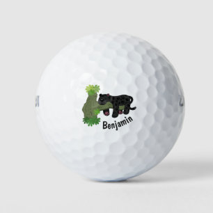 Niedliche Jaguar-Schwarzpanther-Katze-Cartoon-Abbi Golfball