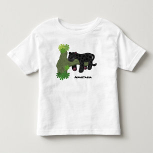 Niedliche Jaguar-Schwarzpanther-Katze-Cartoon-Abbi Kleinkind T-shirt