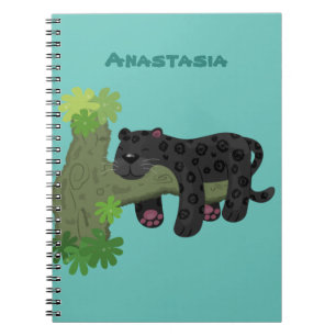 Niedliche Jaguar-Schwarzpanther-Katze-Cartoon-Abbi Notizblock