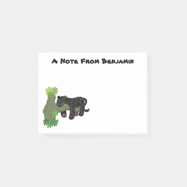 Niedliche Jaguar-Schwarzpanther-Katze-Cartoon-Abbi Post-it Klebezettel (Vorderseite)