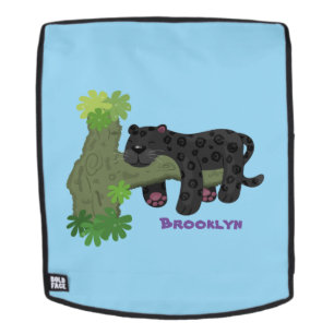Niedliche Jaguar-Schwarzpanther-Katze-Cartoon-Abbi Rucksack