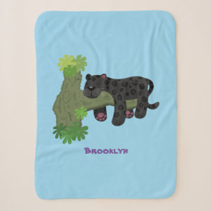Niedliche Jaguar-Schwarzpanther-Katze-Cartoon-Abbi Sherpadecke