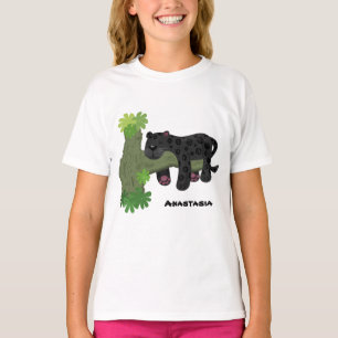 Niedliche Jaguar-Schwarzpanther-Katze-Cartoon-Abbi T-Shirt