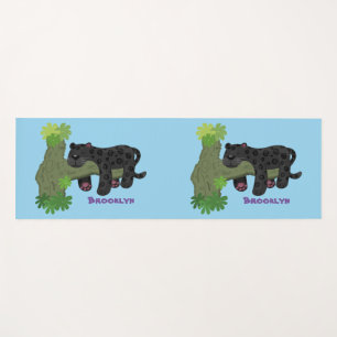 Niedliche Jaguar-Schwarzpanther-Katze-Cartoon-Abbi Yogamatte