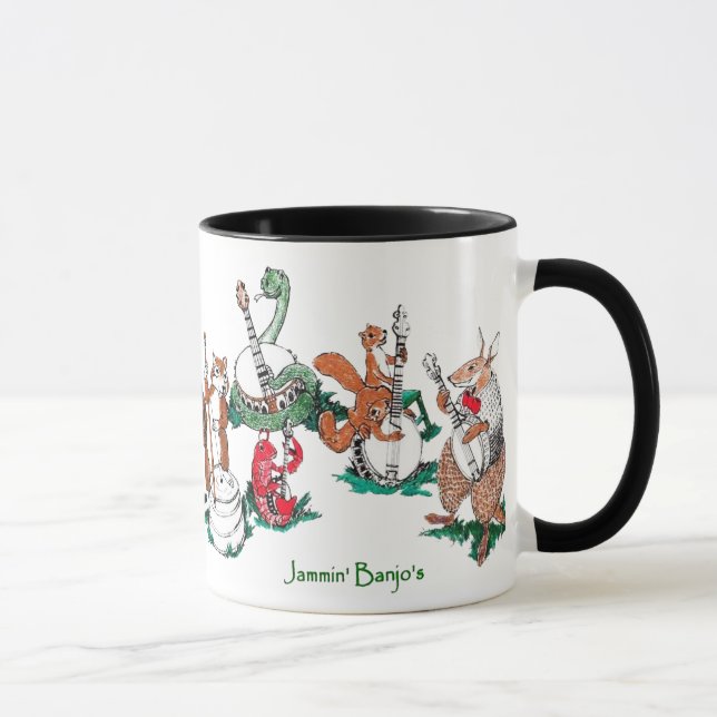 Niedliche Jammin' Banjos Whimsical Wildlife Tasse (Rechts)