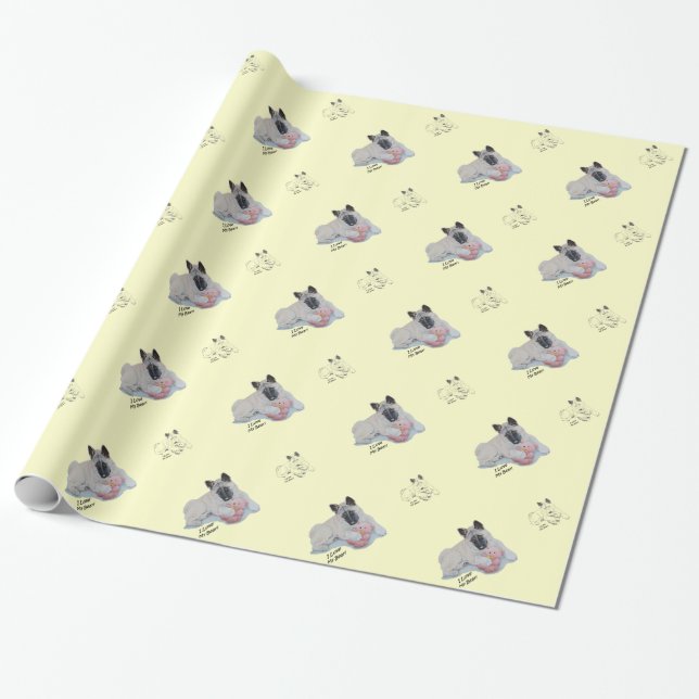 Niedliche japanische Akita mit rosa Teddykunst Geschenkpapier (Ungerollt)