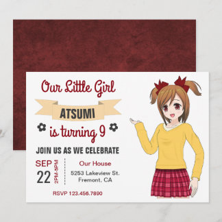 Niedliche japanische Anime Girl Geburtstagsparty E Einladung
