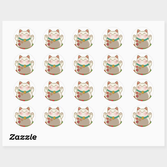 Niedliche japanische Aufkleber - glückliche Katze (Blatt)