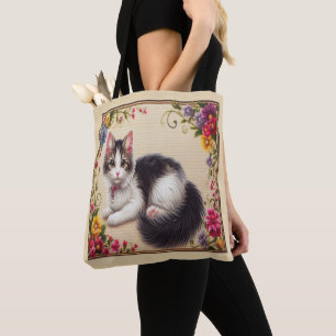 Niedliche japanische Bobtail Chat Farbige Blume Gr Tasche