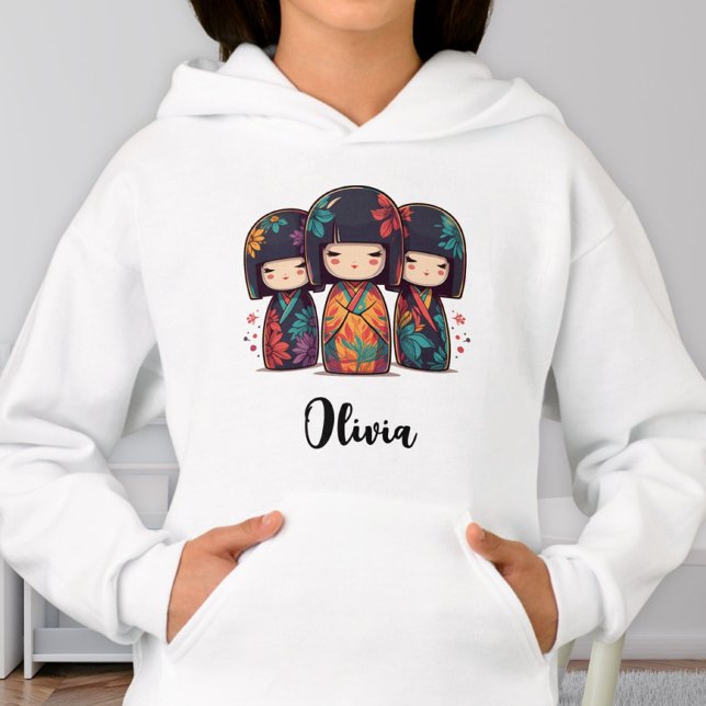 Niedliche japanische Kokeshi Dolls Hoodie (Von Creator hochgeladen)