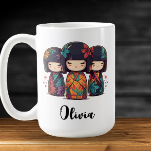 Niedliche japanische Kokeshi Dolls Kaffeetasse