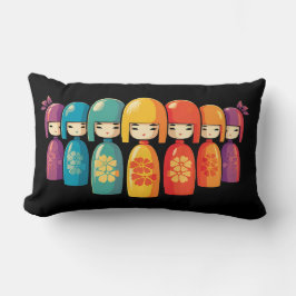 Niedliche japanische Kokeshi-Dolls Lendenkissen