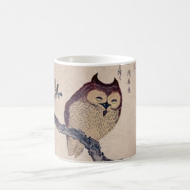 Niedliche japanische lächelnde Eule Kaffeetasse (Mittel)