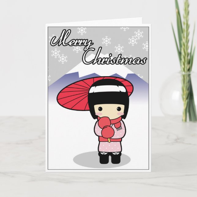 Niedliche japanische Weihnachtskarte Feiertagskarte (Vorderseite)