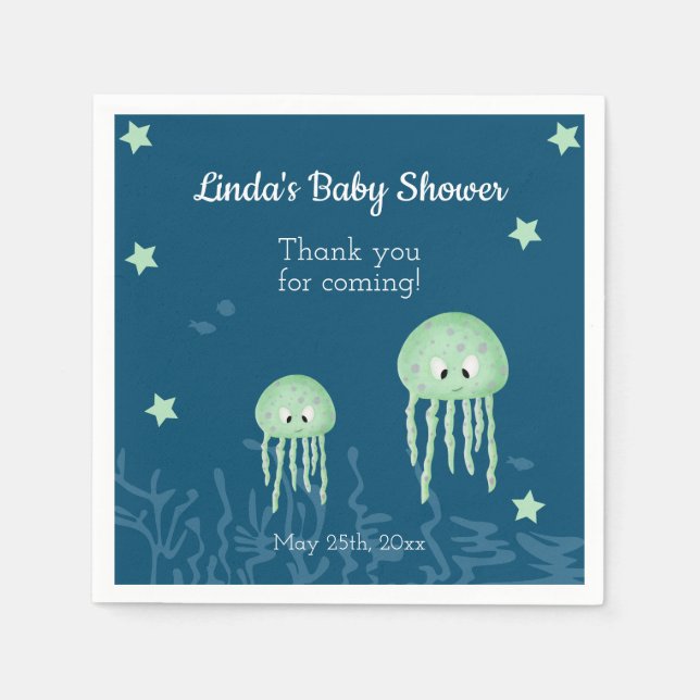 Niedliche Jellyfish Neutral-Personalisierte Babydu Serviette (Vorderseite)