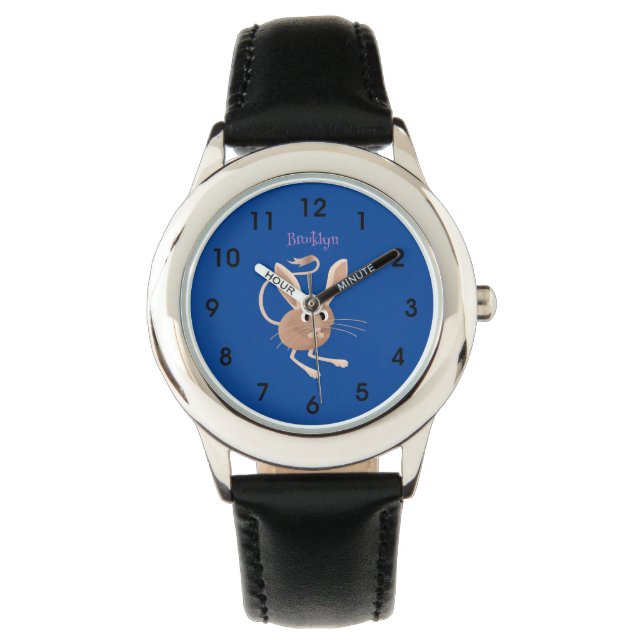 Niedliche Jerboa-Cartoon-Abbildung Armbanduhr (Vorderseite)