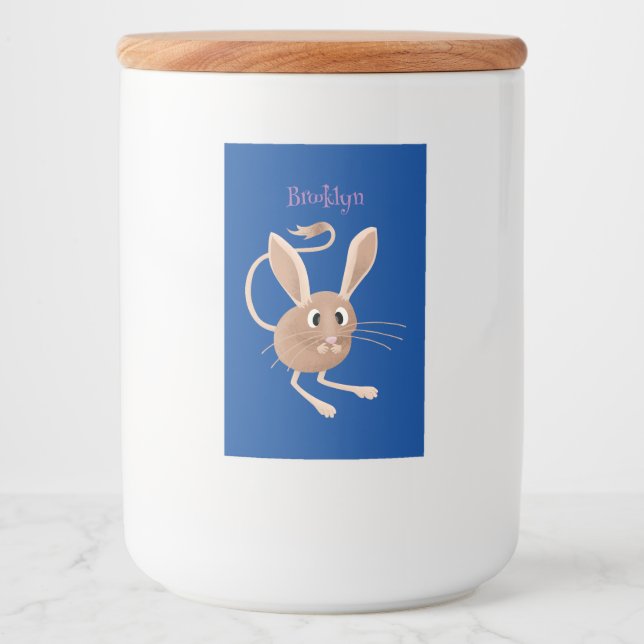 Niedliche Jerboa-Cartoon-Abbildung Lebensmitteletikett (Vorderseite)