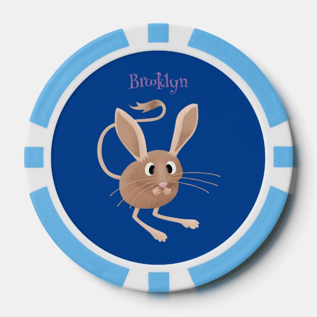 Niedliche Jerboa-Cartoon-Abbildung Pokerchips (Vorderseite)