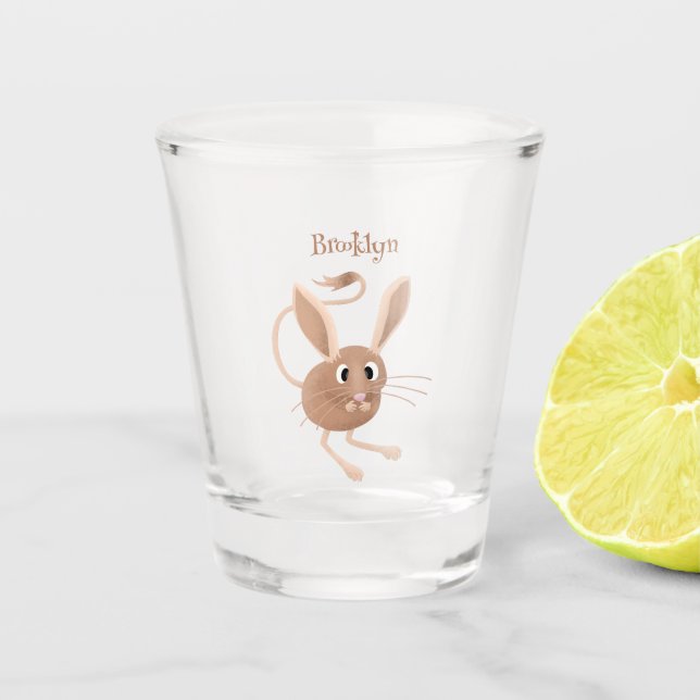 Niedliche Jerboa-Cartoon-Abbildung Schnapsglas (Vorderseite)