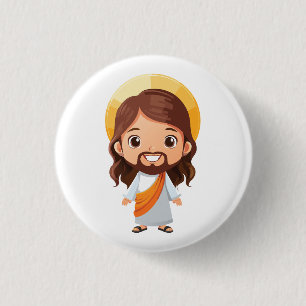 Niedliche Jesus-Christus-Illustration Button