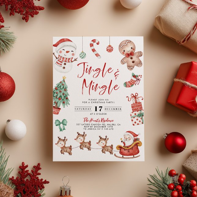 Niedliche Jingle & Mingle Party Einladung (Jingle and Mingle Christmas Party Invitation)