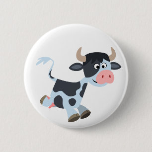 Niedliche Joggen Cartoon Cow Button Abzeichen