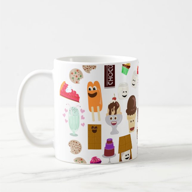 Niedliche Joyful Food Characters Cartoon Pattern Kaffeetasse (Links)
