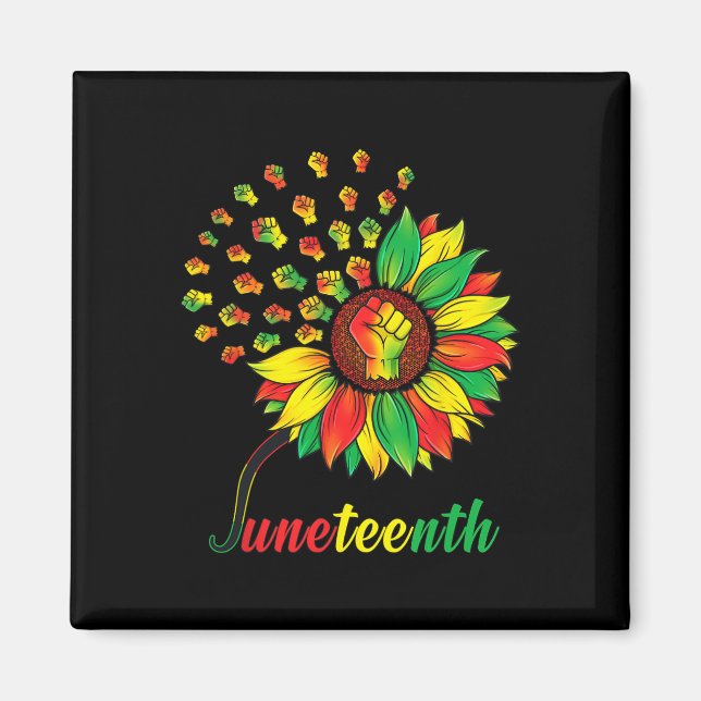 Niedliche Juneteenth Fist Sonnenblume Schwarzer Af Magnet (Vorne)