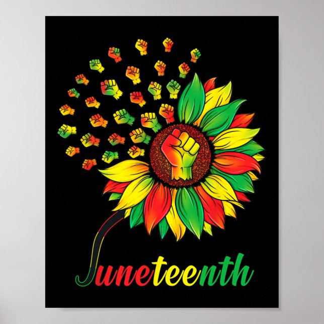 Niedliche Juneteenth Fist Sonnenblume Schwarzer Af Poster (Vorne)