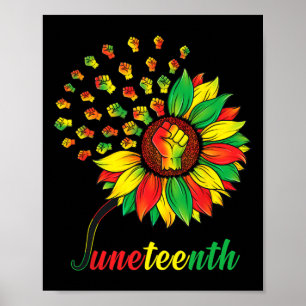 Niedliche Juneteenth Fist Sonnenblume Schwarzer Af Poster
