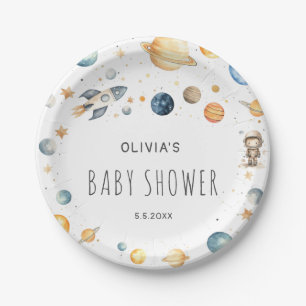 Niedliche Junge Astronaut Space Babydusche Pappteller